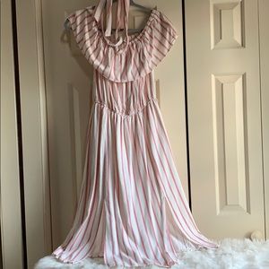 Red and white striped dress